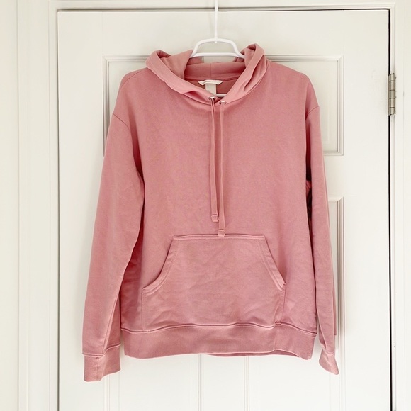 H&M Tops - H&M hoodie size S pink fleece lined kangaroo pocket cotton blend soft basic